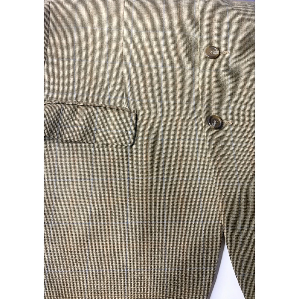 Lauren Ralph Lauren Sport Coat Blazer 44R Tan‎ Windowpane Silk Linen Wool Jacket - Picture 5 of 13